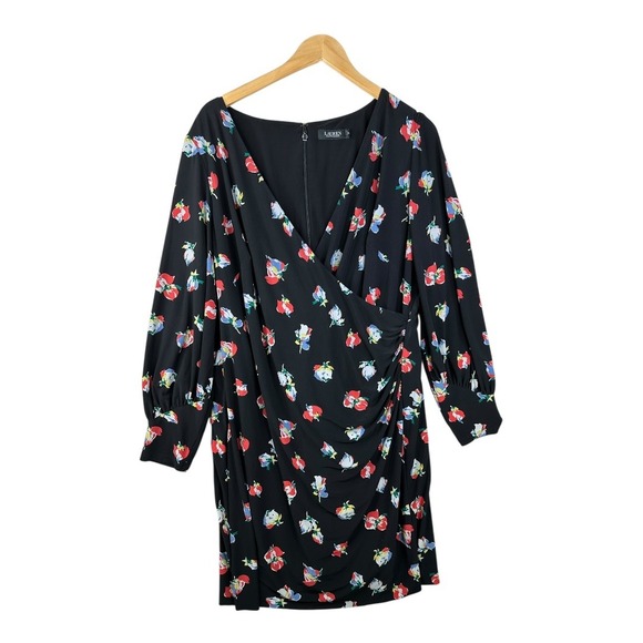 Lauren Ralph Lauren Dresses & Skirts - Lauren Ralph Lauren Floral Print Bishop Long Sleeve Dress size 16W Black